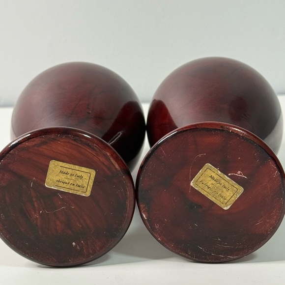 Vintage Heavy Italian Red  Marble Candleholders - Picture 4 of 9